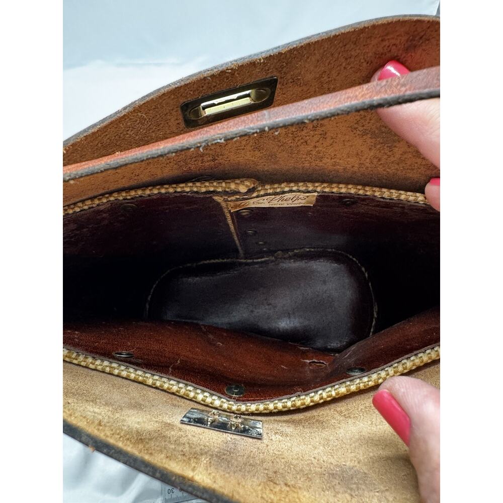 VINTAGE A.E. Phelps New York Leather Purse Walking Horse Preppy Hand Made Boho - Picture 6 of 16